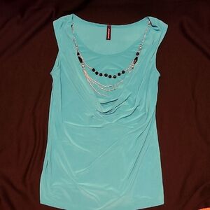 Elegant Turquoise Sleeveless Top, Size Small